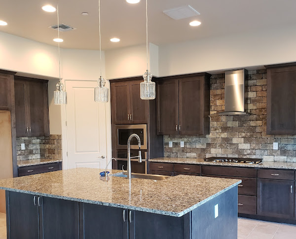 Kitchen with newly installed tile floors