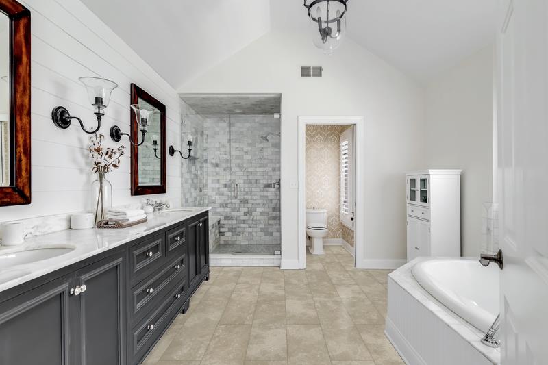 Bathroom with ceramic tile flooring