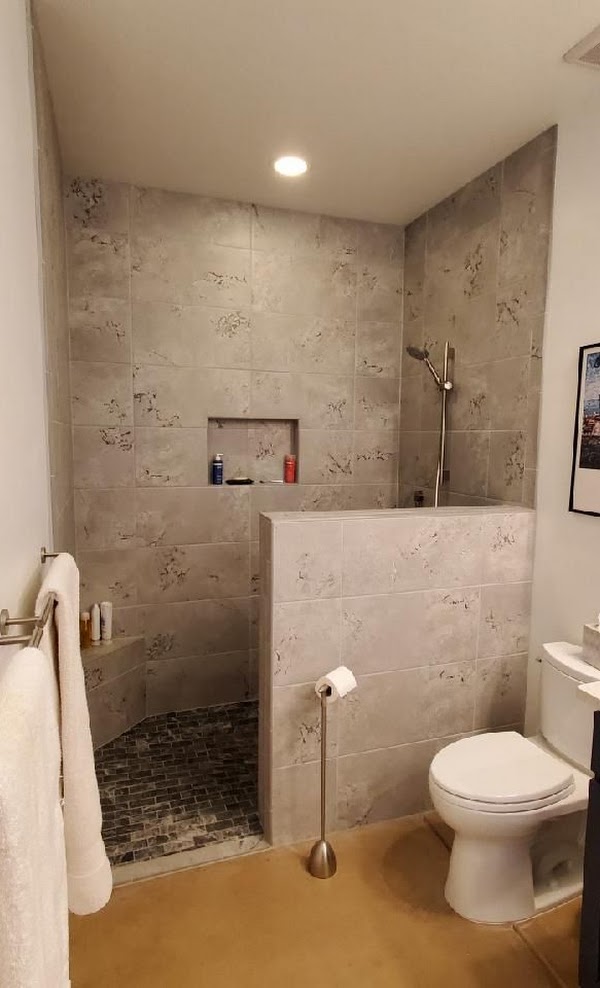 Bathroom tile shower surround installation